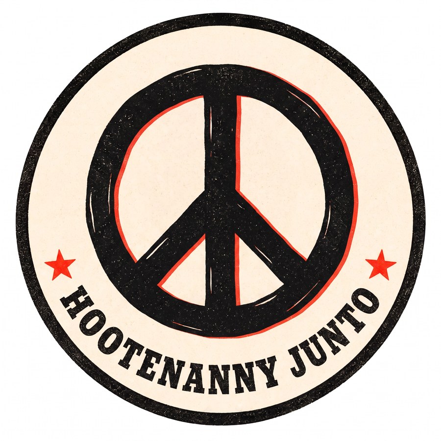 Hand-Inked Peace — one-inch Hootenanny Junto sticker design