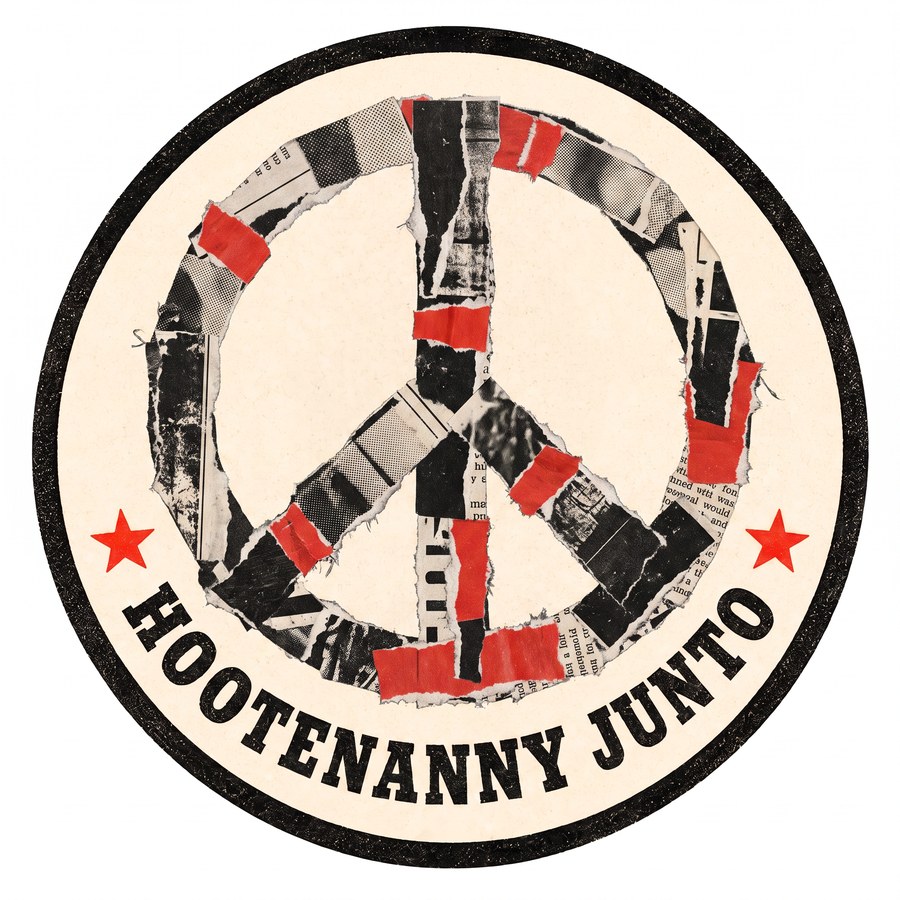 Torn Peace — one-inch Hootenanny Junto sticker design